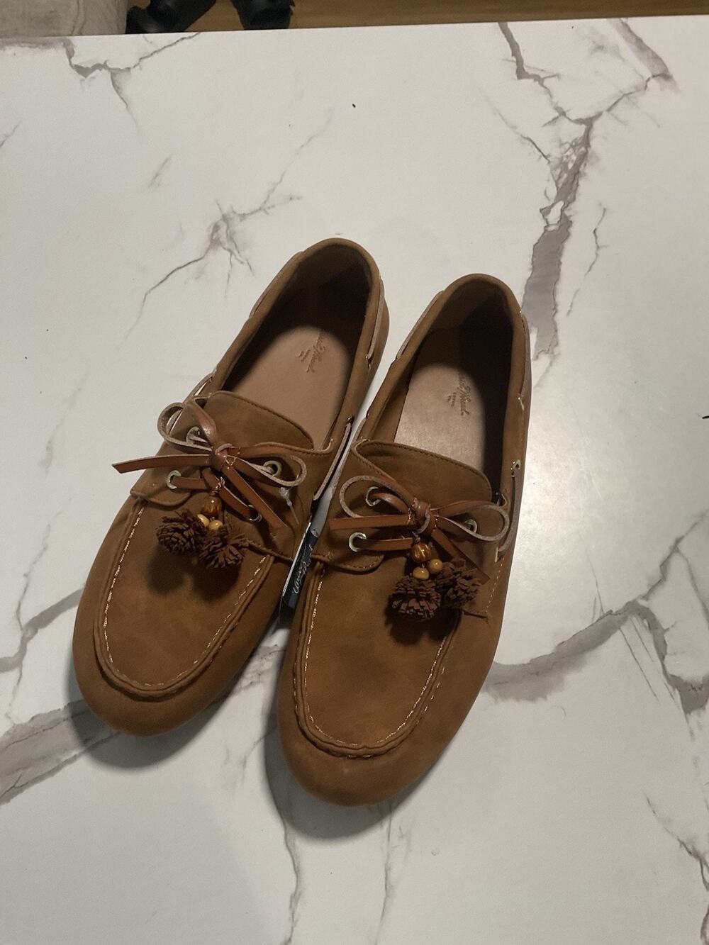 Daniel Hechter Men’s Brown Suede Boat Shoes Lace-Up Tassel Round Toe US 11